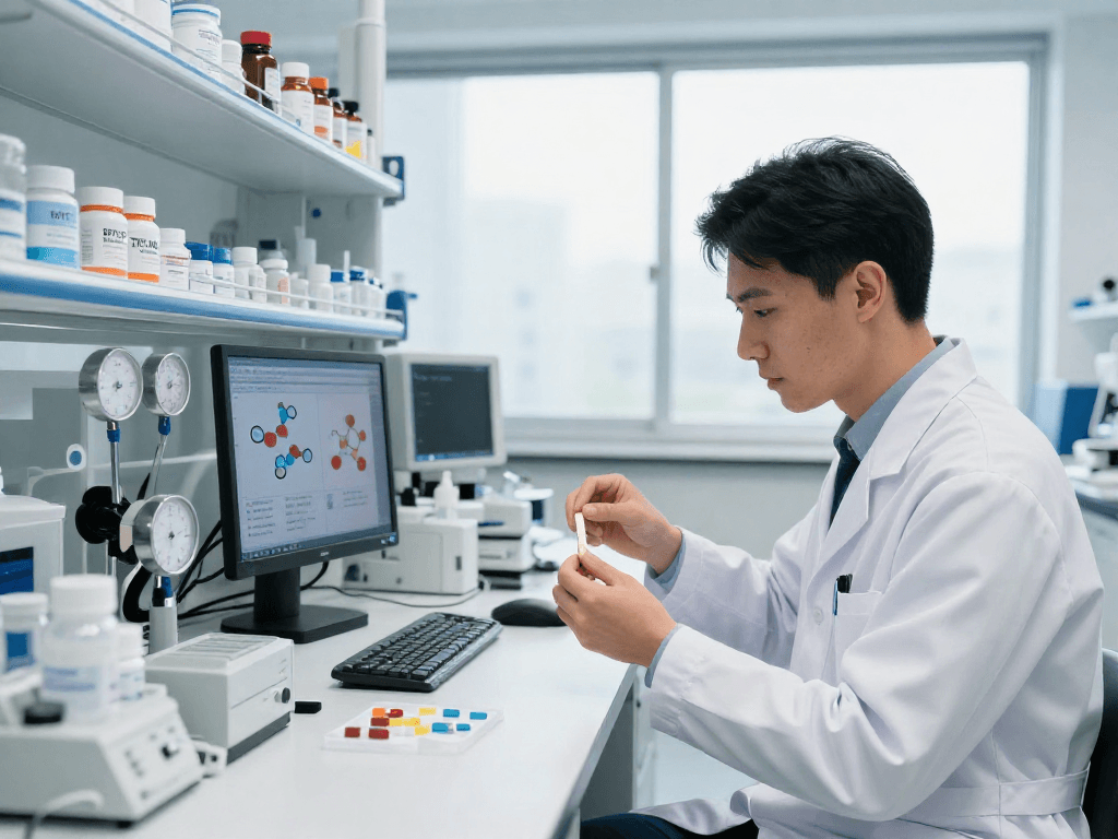 BPC 157 TB 500 Blend experiment in a modern lab with precise health technology.