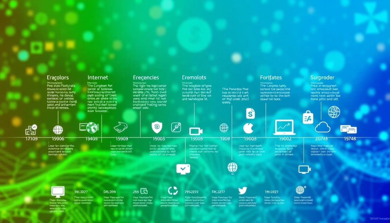 Visual representation of the key milestones in internet history with engaging graphics.