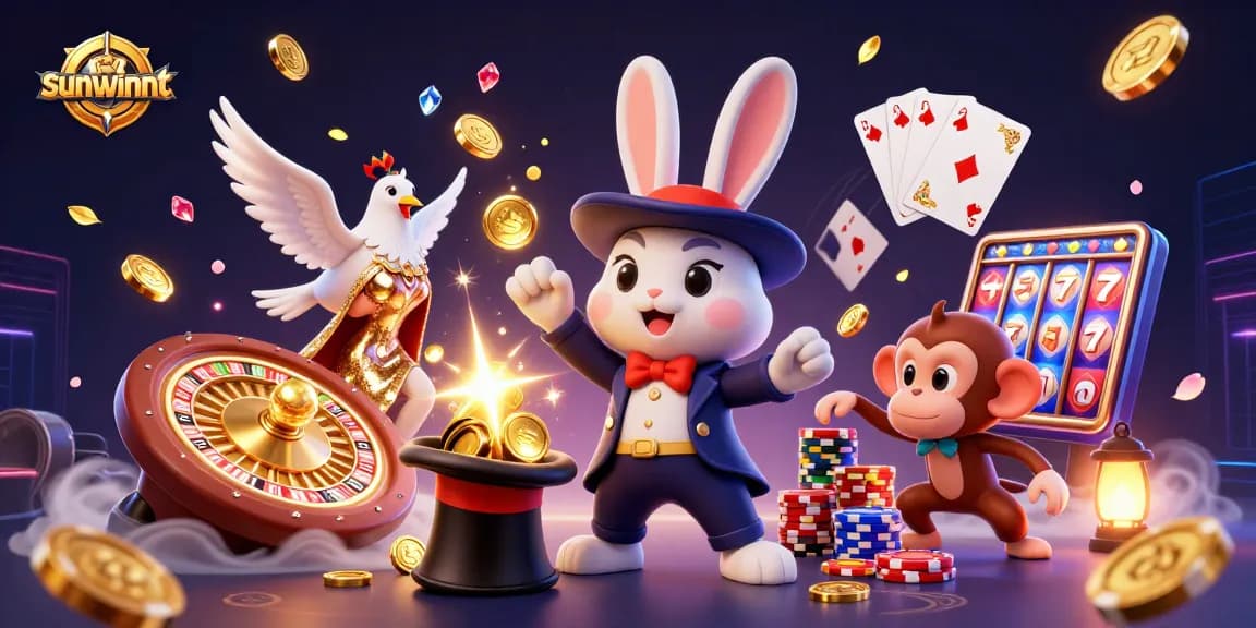 Engage in exciting spins at sunwinnt casino with a magician rabbit and colorful gaming elements.