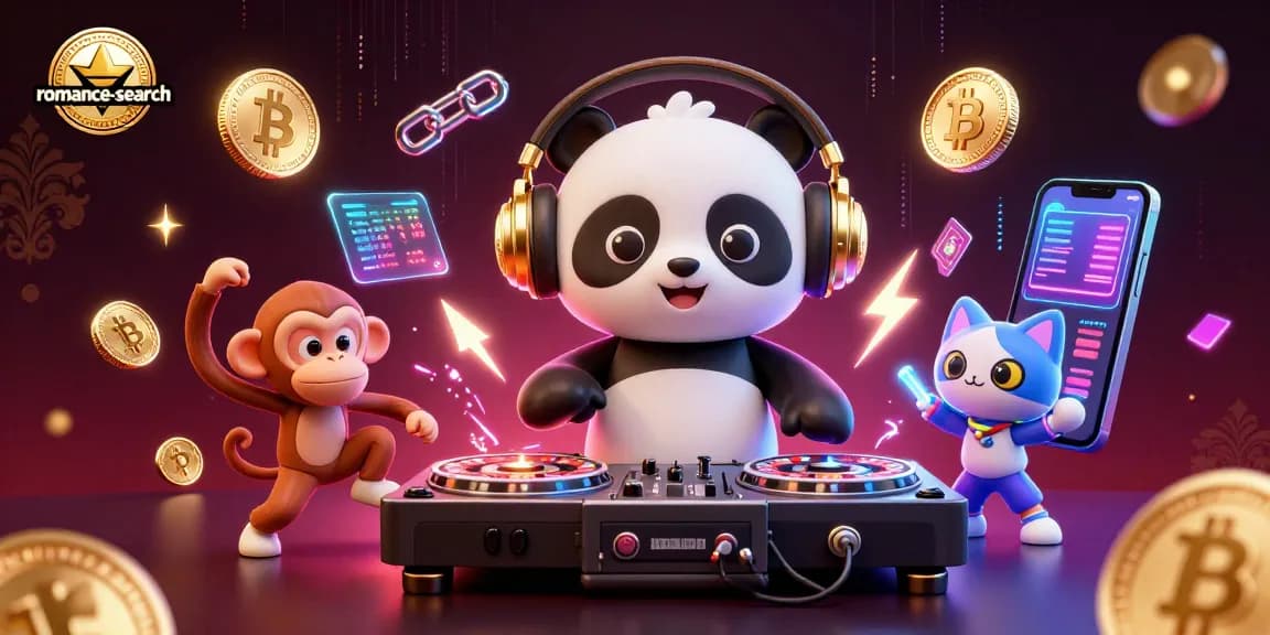 Experience the excitement of romance-search with a DJ panda spinning casino-themed roulette surrounded by animated characters.