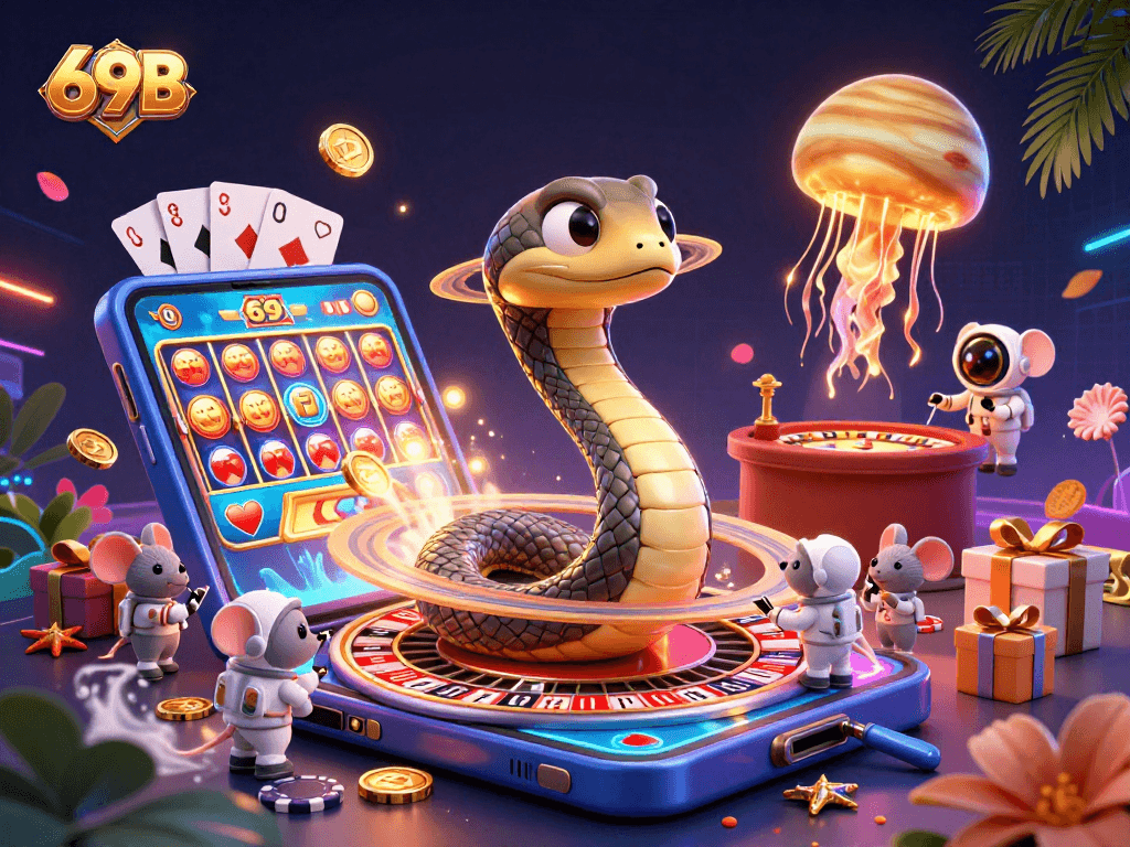 Jogue com 69B enquanto a serpente de Saturno gira na roleta com coelhos astronautas.