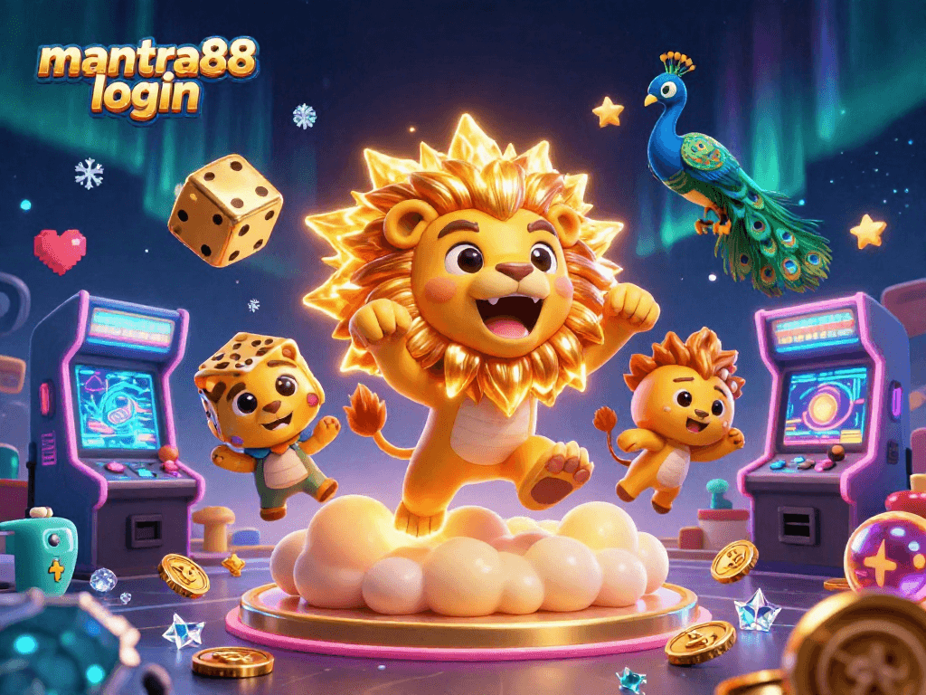 Experience mantra88 login with exciting gaming symbols and characters in a vibrant casino setting.