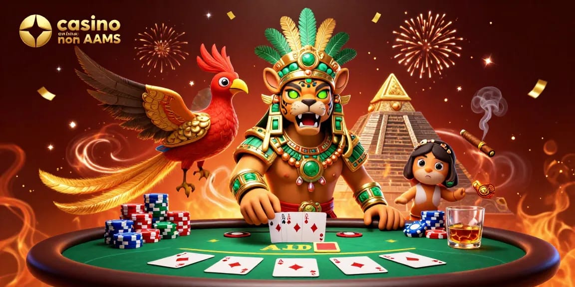 Scopri il divertimento e le opportunità offerte dai casinò online non AAMS con un'affascinante illustrazione.