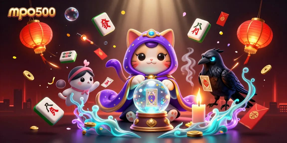Experience the thrill of mpo500 with mystical characters and festive elements in a vibrant casino scene.
