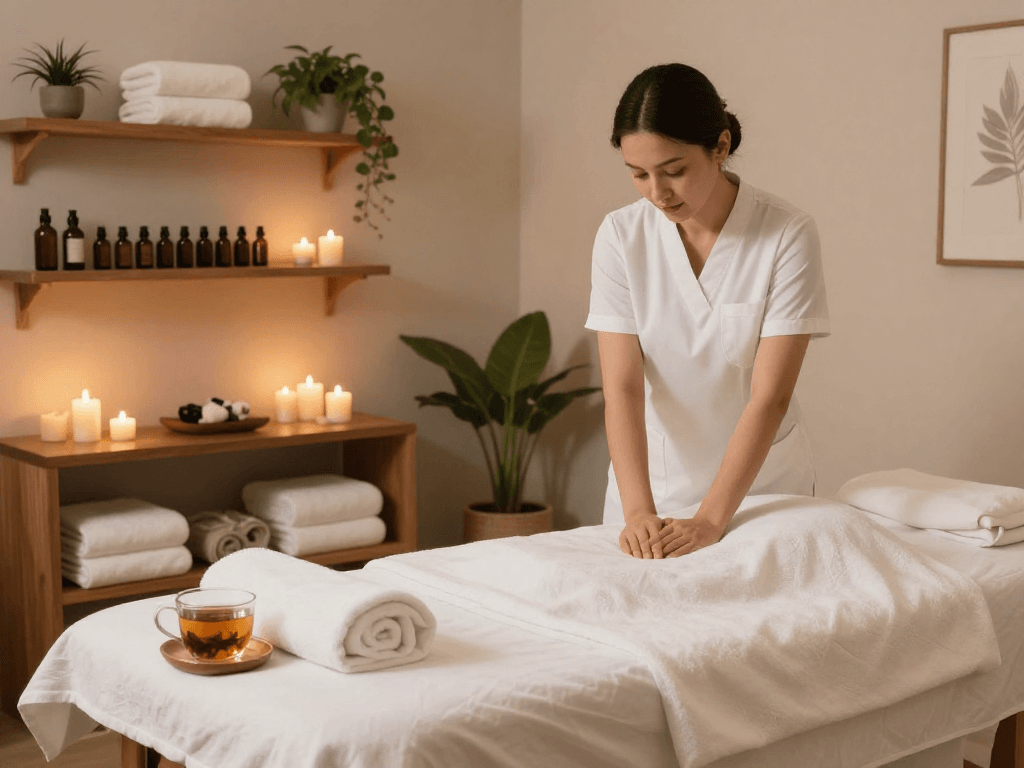 Relaxing spa therapy atmosphere showcasing mantra88 login for wellness services