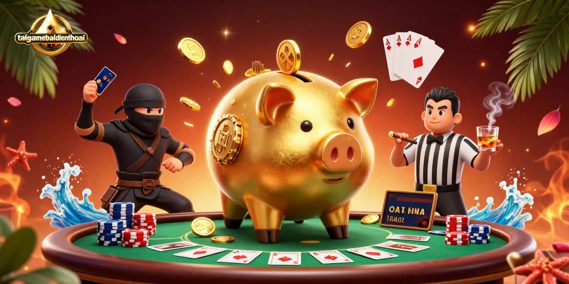 Experience the thrilling action of taigamebaidienthoai with a dynamic poker battle featuring colorful chips and characters.