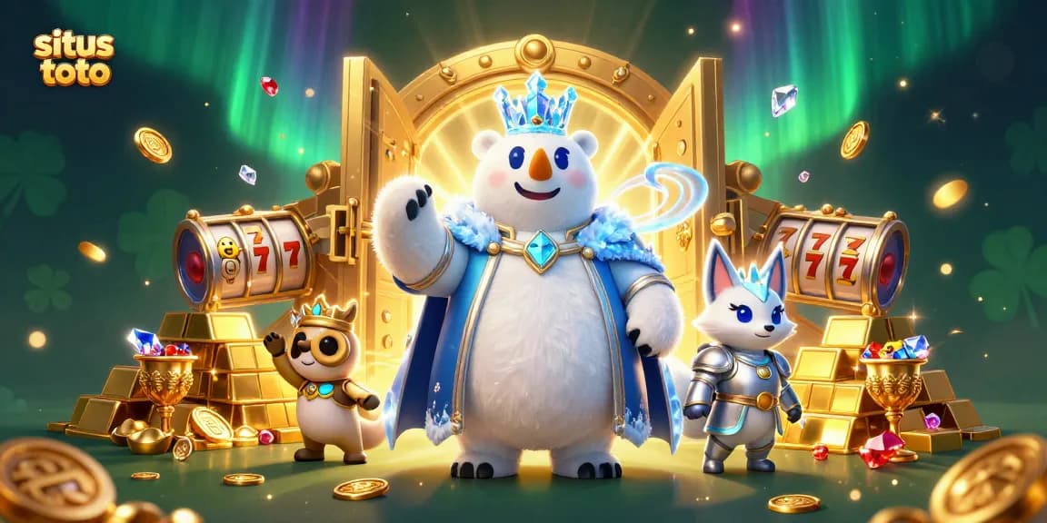 Experience the thrill of situs toto with a vibrant 3D casino scene bursting with gold and jewels.