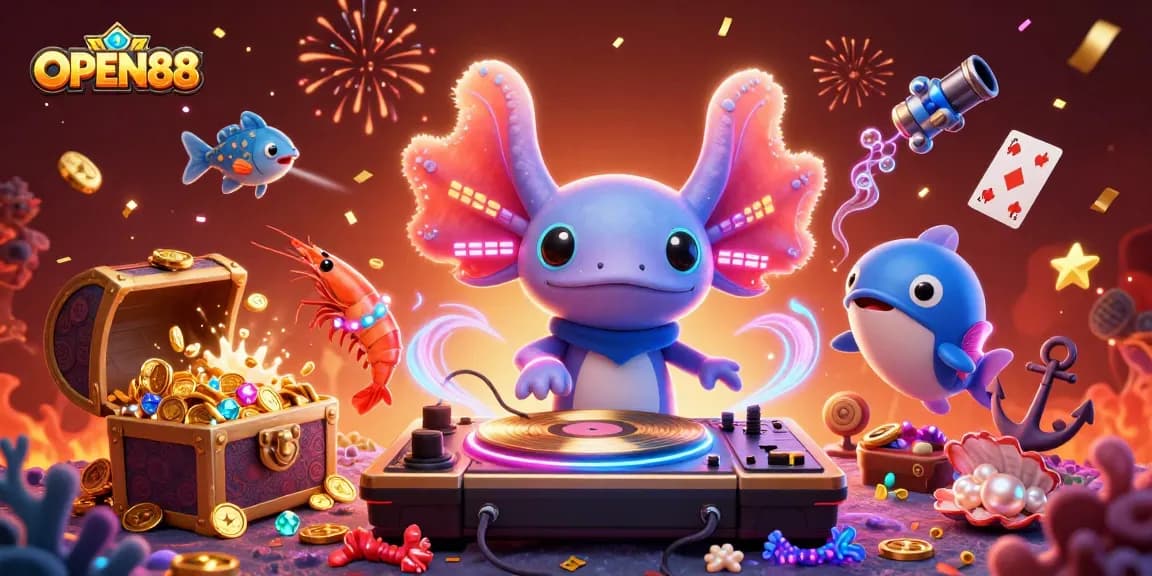 Experience the thrill of OPEN88’s vibrant casino world with dynamic underwater elements and exciting characters.