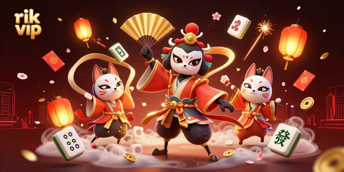 Engage in thrilling gameplay at rik vip with vibrant characters and festive casino elements.