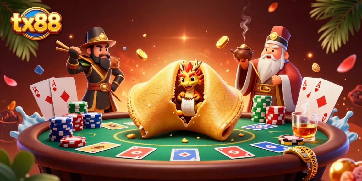 Experience the thrills of tx88 gaming in a vibrant, rich 3D casino illustration full of action.