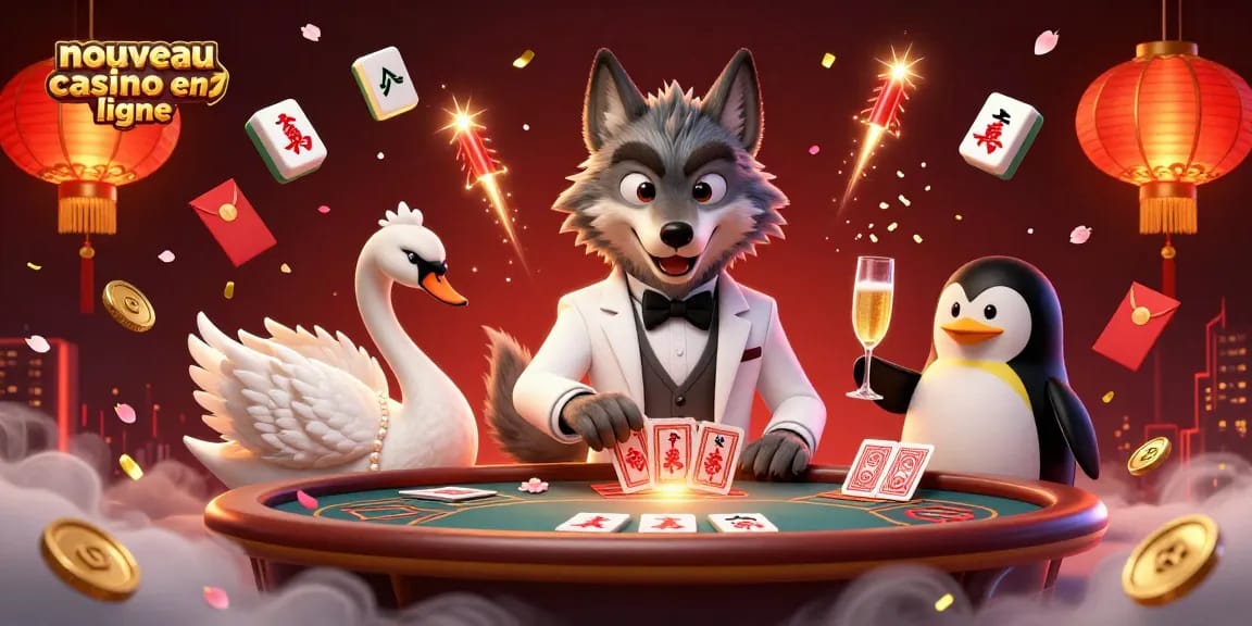 Participez au nouveau casino en ligne avec des jeux palpitants comme le baccarat, entouré de décorations vibrantes.