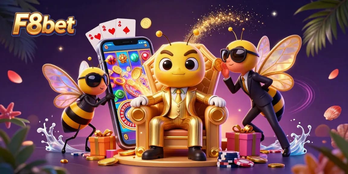 Experience thrilling gameplay at F8bet with our cartoon mobster boss and vibrant casino scene.