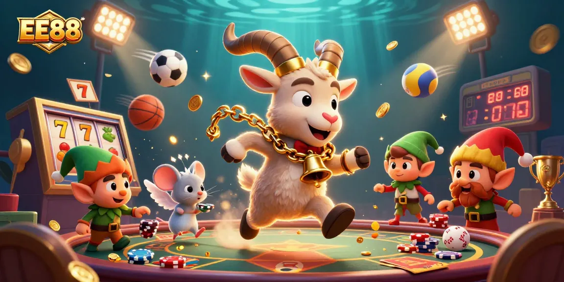 Experience the thrill of EE88 with festive characters engaging in a vibrant holiday casino scene.