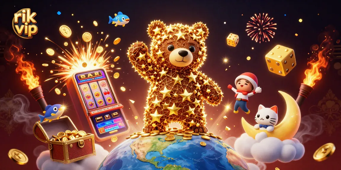 Experience the thrill of rik vip with vibrant 3D casino elements and captivating characters in this dynamic illustration.