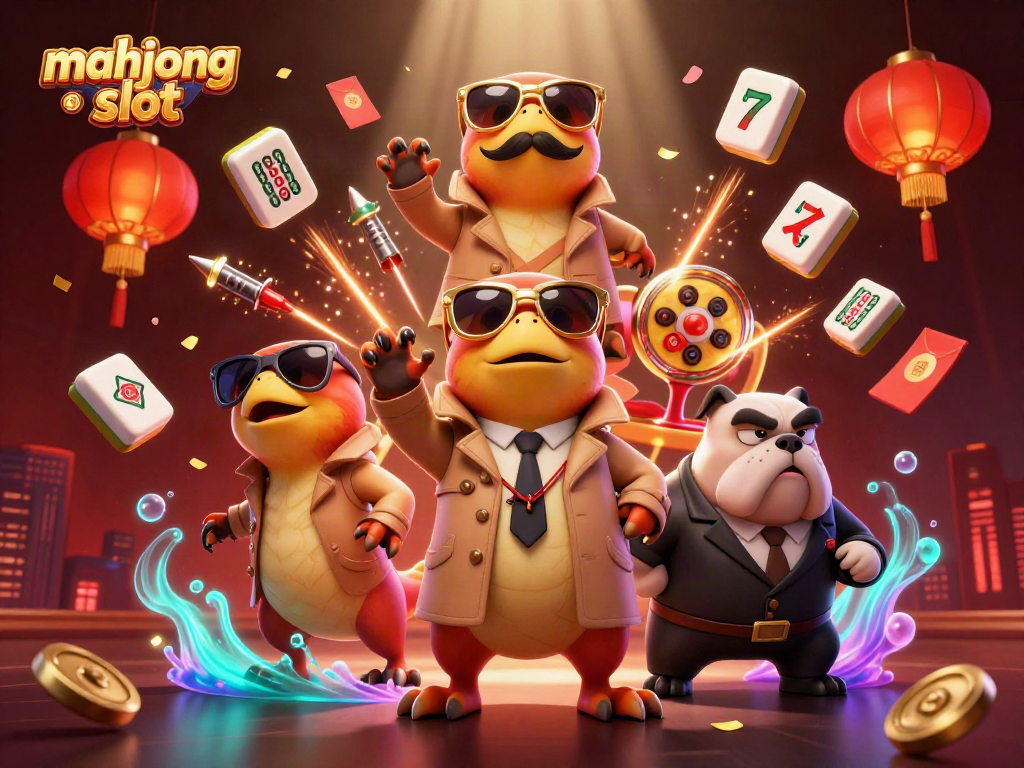 Experience the excitement of a mahjong slot with whimsical raptors in a VIP casino setting.