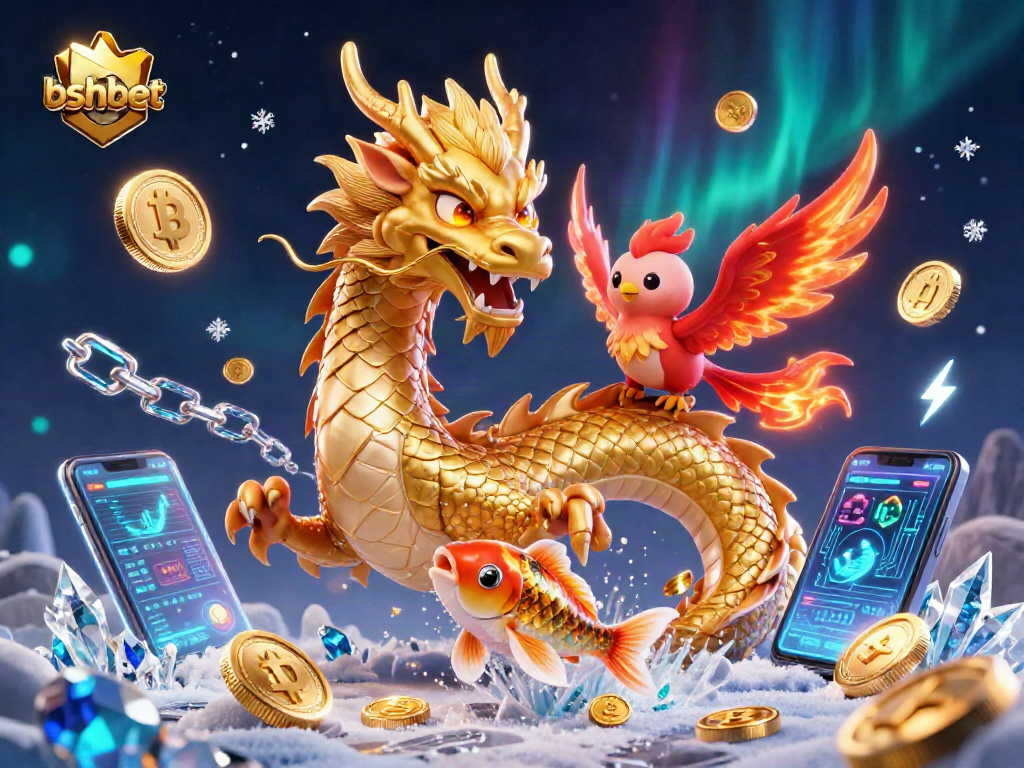 Play bshbet for exciting wins featuring a vibrant 3D dragon, phoenix, and koi fish!