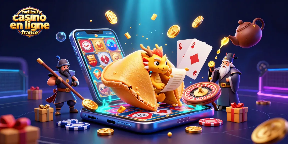 Profitez du meilleur casino en ligne France avec une scène dynamique illustrant des jeux d'argent et des personnages captivants.