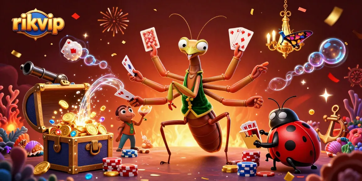 Experience a thrilling gaming world at rikvip with an action-packed 3D casino scene featuring vibrant colors and dynamic characters.