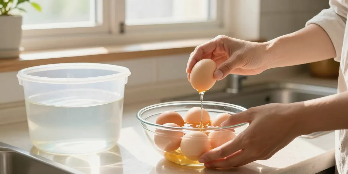 Uji kesegaran telur menggunakan metode Egg Float Test di https://www.eggfloattest.com/contact dengan telur segar di dapur