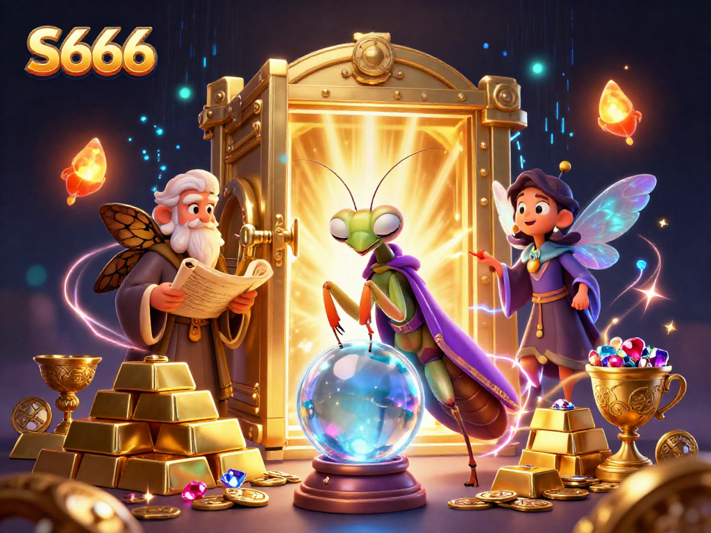 S666 players explore vibrant treasures and immersive games in this lively casino illustration.