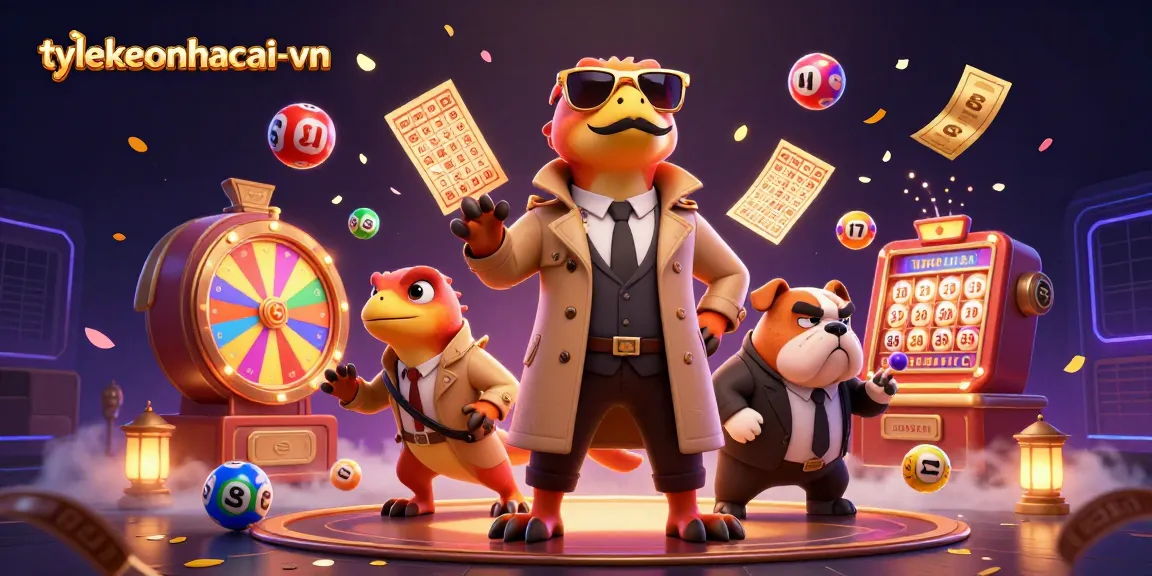 Experience the thrill of tylekeonhacai-vn with creative cartoon raptors evading a bouncer in a vibrant casino scene.