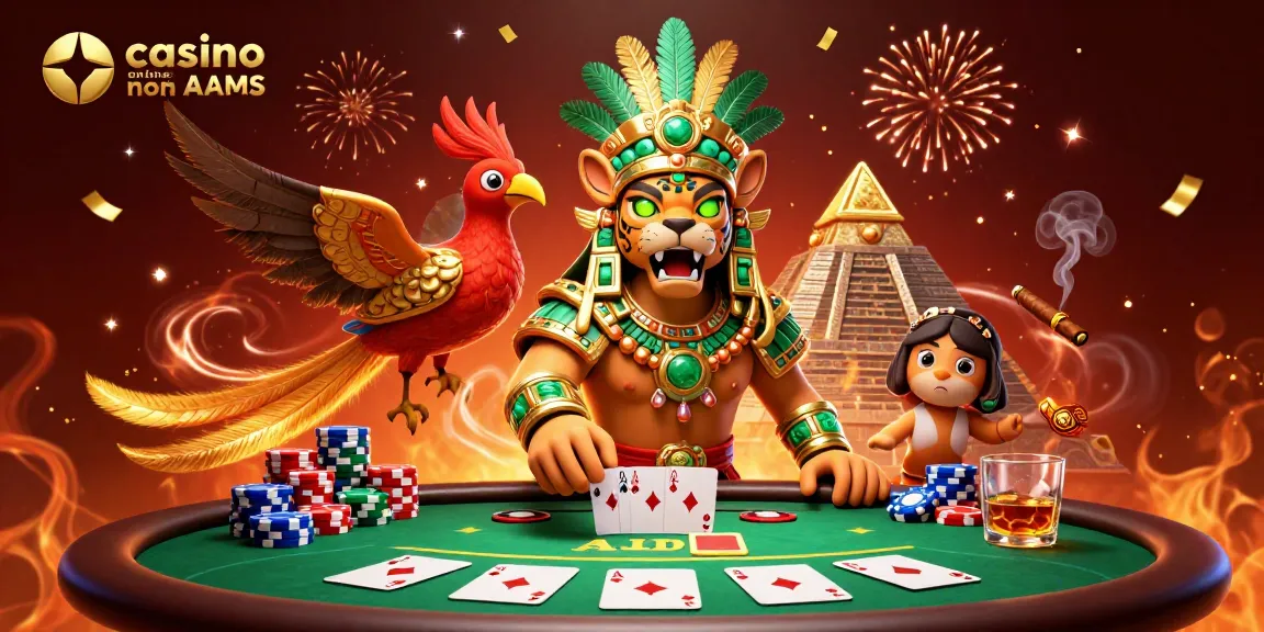 Scopri il divertimento e le opportunità offerte dai casinò online non AAMS con un'affascinante illustrazione.