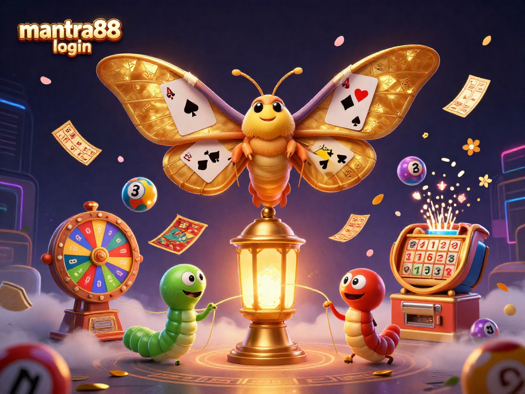 Engage with the vibrant mantra88 login experience, featuring dynamic casino elements and colorful lottery themes.
