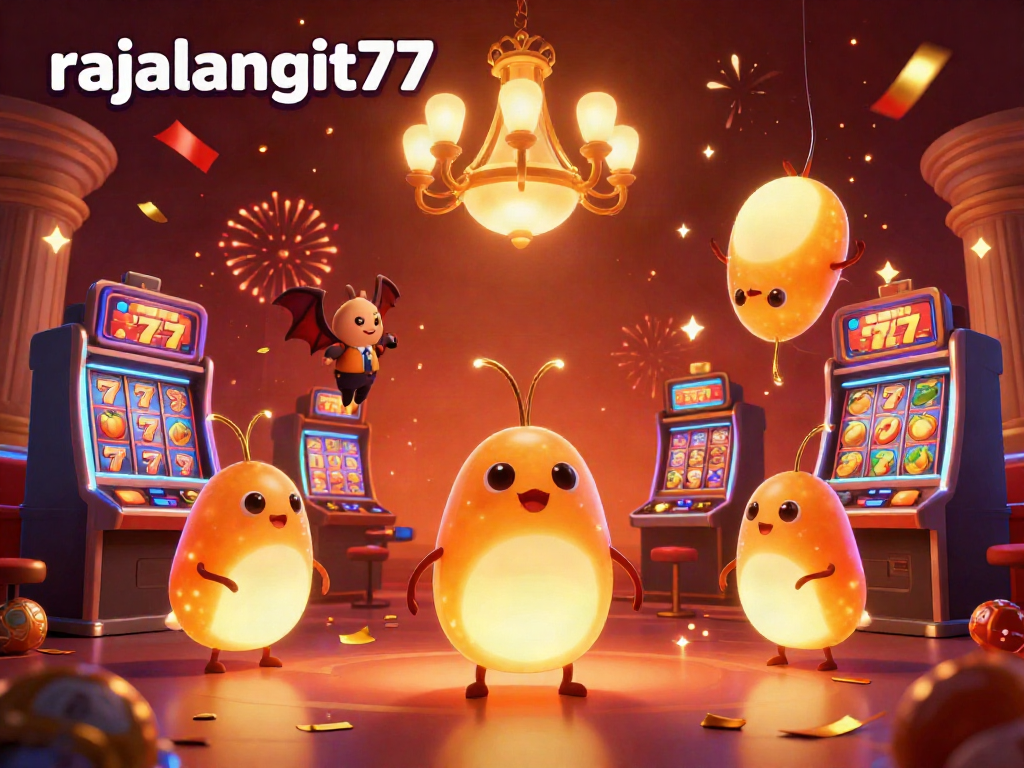 Slot jackpot di rajalangit77 penuh sensasi, dengan cahaya dari glowworms dan dealer unik.