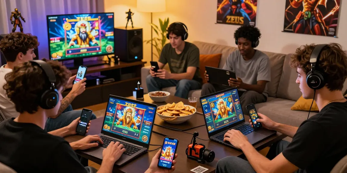 Engaged players enjoying slot zeus games in a cozy gaming environment