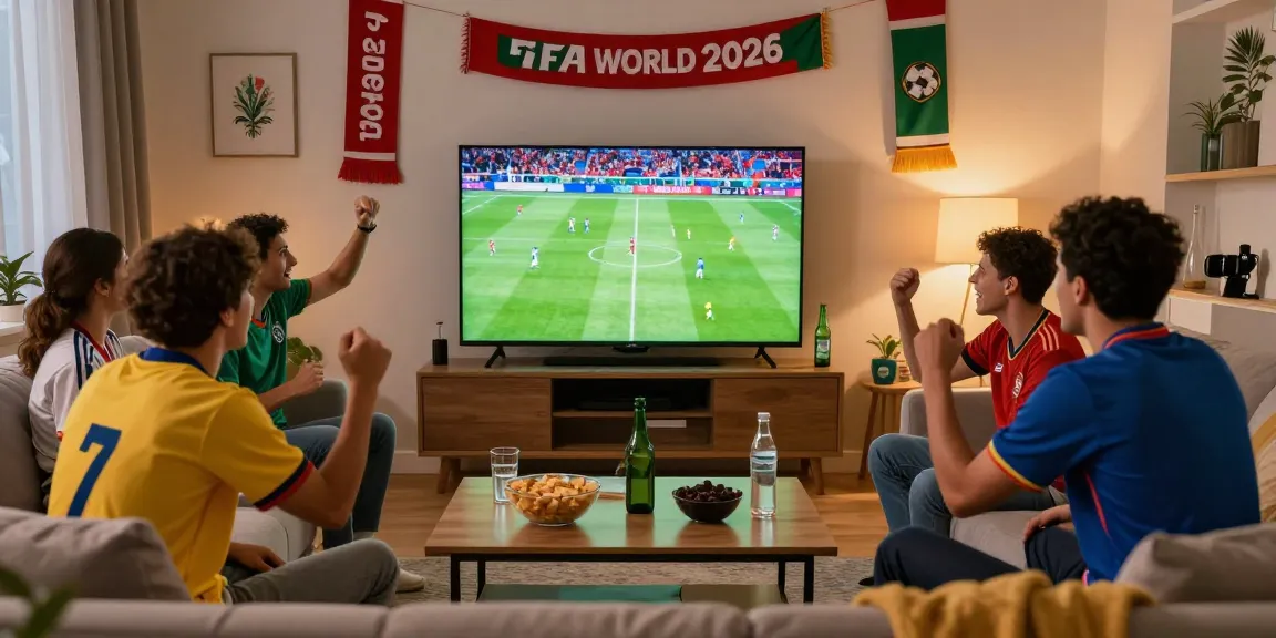 Menonton Piala Dunia Tata4D di rumah dengan teman, suasana ceria dan nyaman.