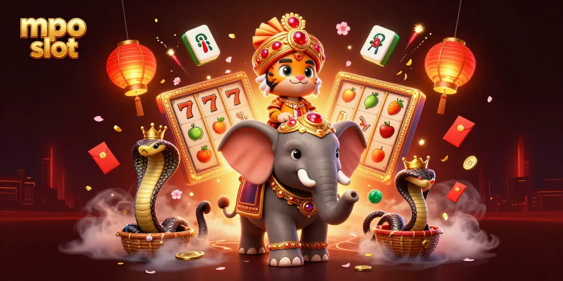 Experience mpo slot excitement with a lavish 3D scene filled with vibrant casino elements.