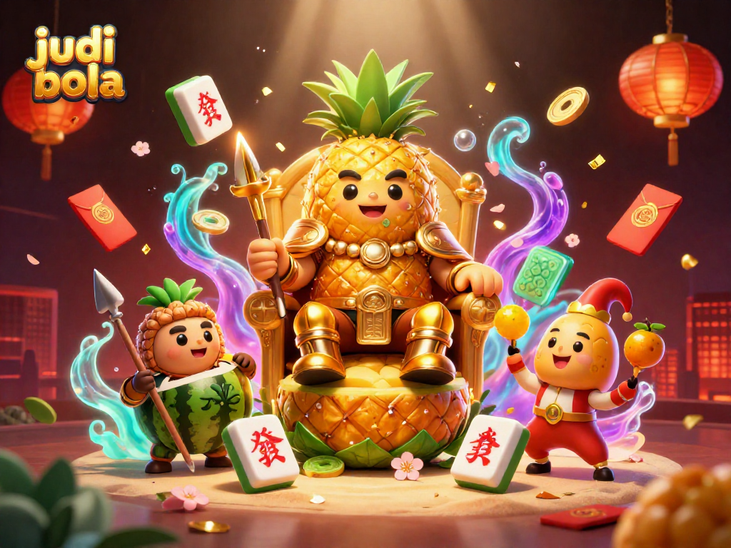 Engage in judi bola with vibrant 3D characters and casino-themed elements for a dynamic betting experience.