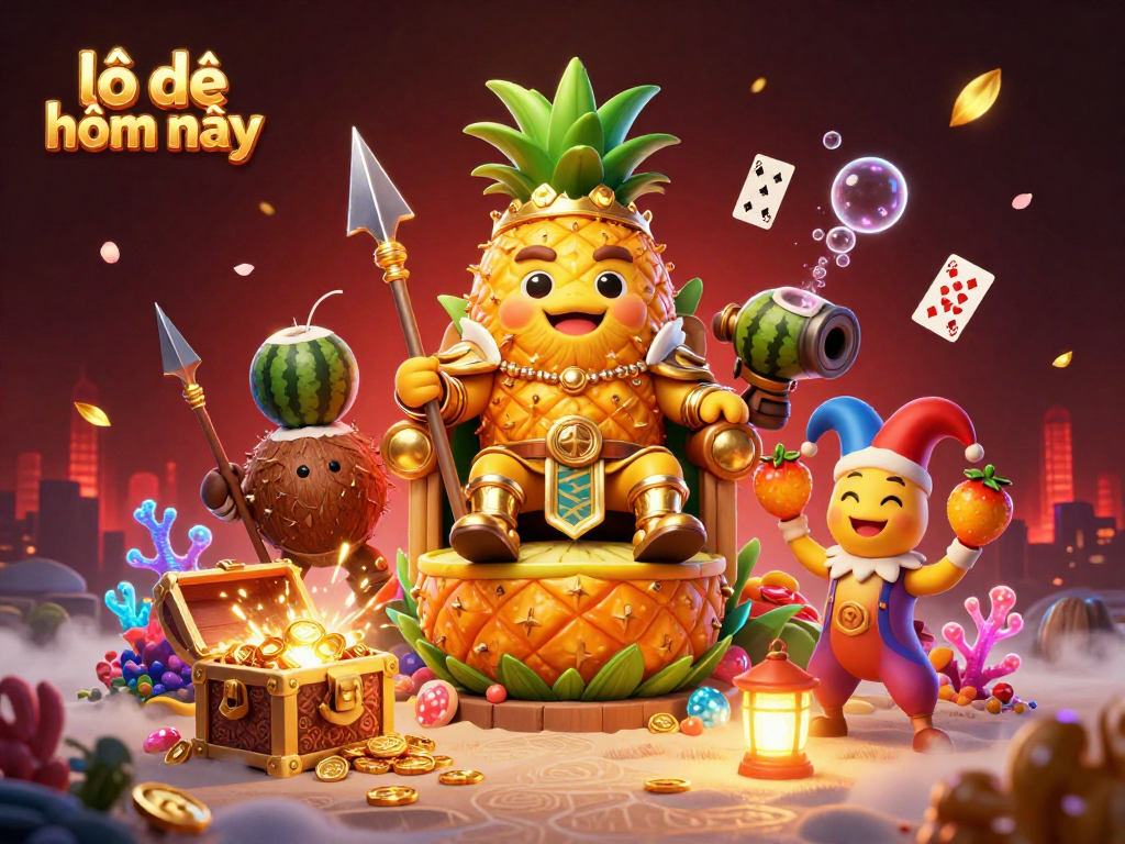 Engage with lô đề hôm nay through a vibrant 3D illustration depicting a playful casino scene rich in characters and dynamic elements.