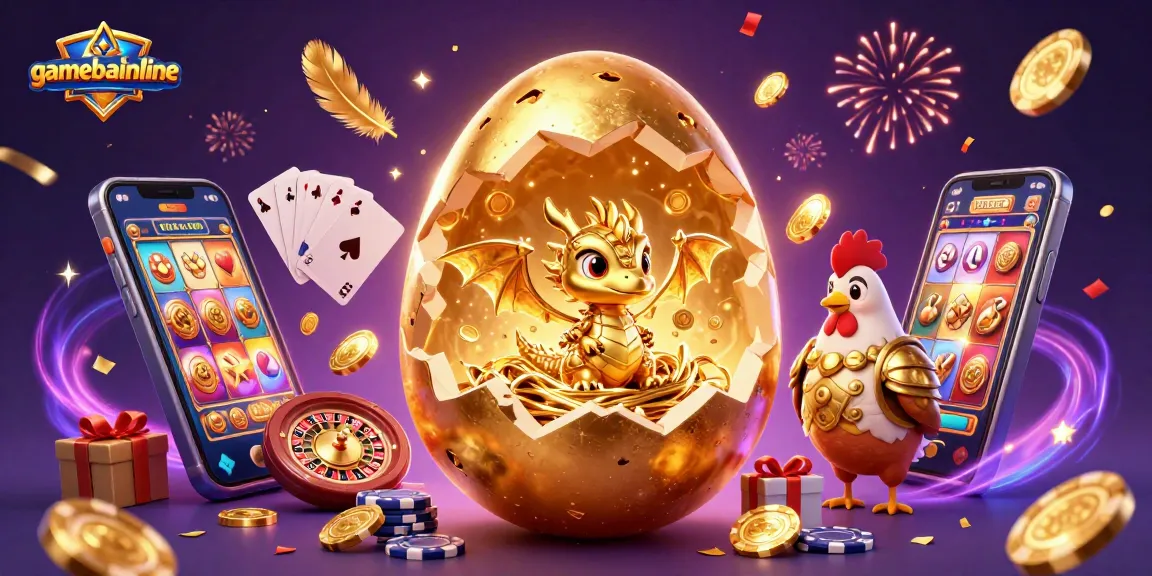 Play to win at gamebaiionline with a golden dragon and poker-themed illustration.