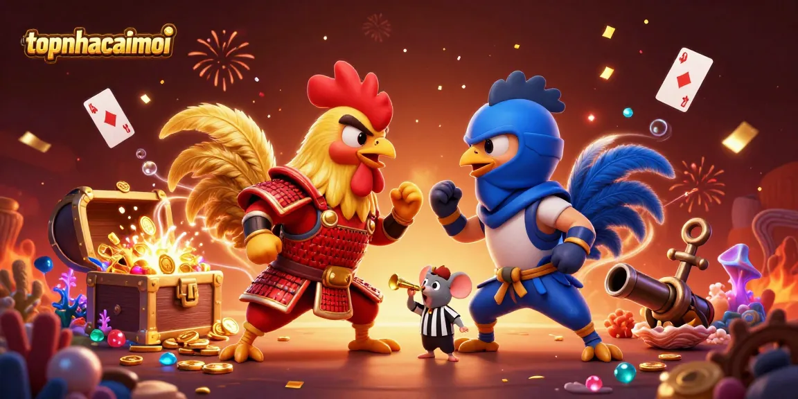 topnhacaimoi captivates with twin fighting roosters clashing amid vivid casino visuals