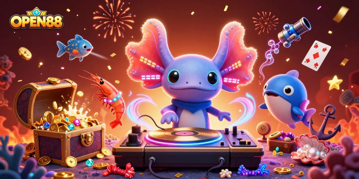 Experience the thrill of OPEN88’s vibrant casino world with dynamic underwater elements and exciting characters.