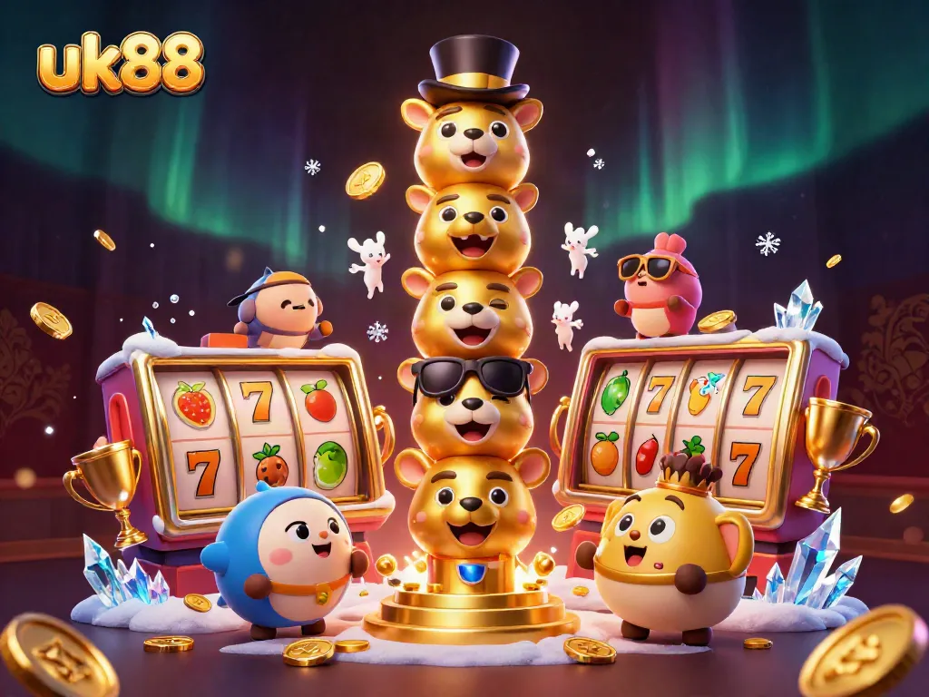 Experience the excitement of uk88 with a vibrant casino scene featuring a golden totem pole and dynamic game elements.