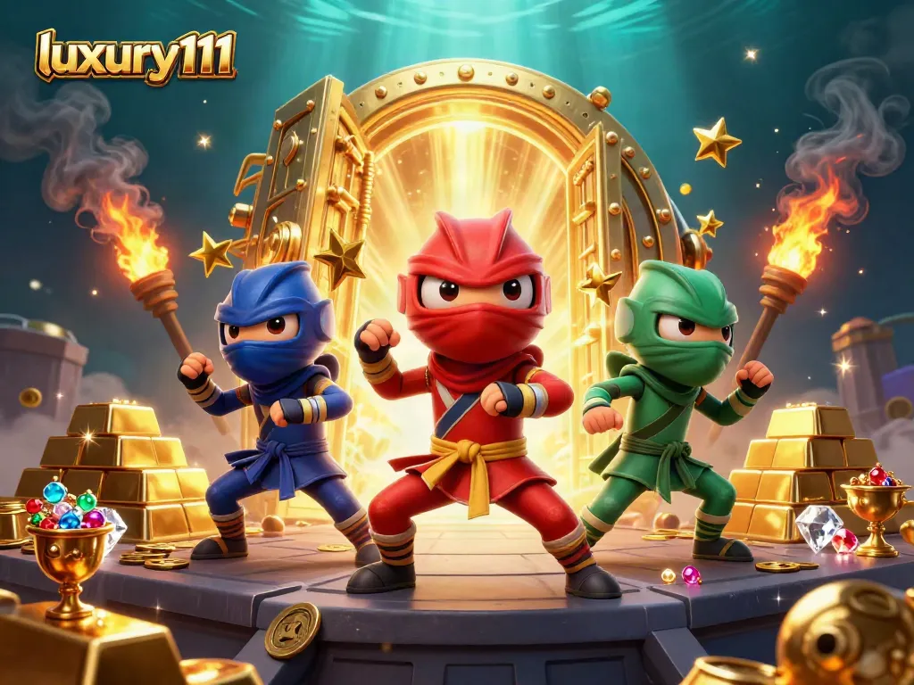 Experience the thrill of luxury111 with vibrant chameleons and golden treasures in a dynamic casino scene.