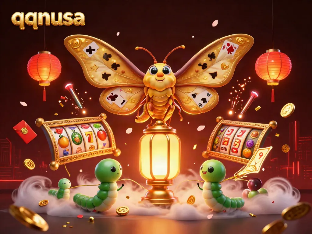 Experience the thrill of qqnusa with a vibrant 3D illustration showcasing exciting slot games and dynamic designs.