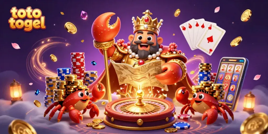 Menangkan toto togel dengan kekuatan raja kepiting emas, di sekeliling berkilauan koin dan lebih banyak!
