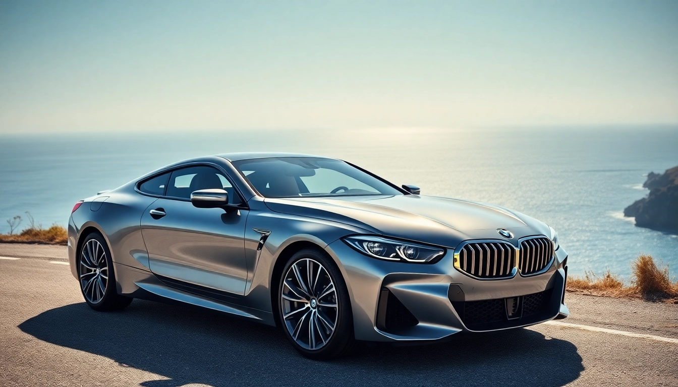 Experience the elegance of a Luxury BMW car on a coastal road, highlighting its performance and style.