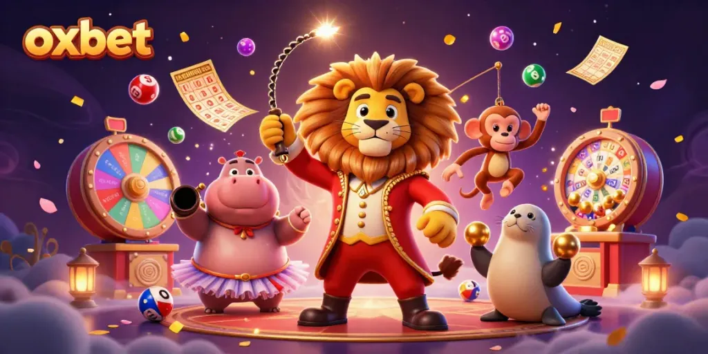 Experience thrilling gameplay at oxbet with dynamic casino characters amidst colorful gambling elements.