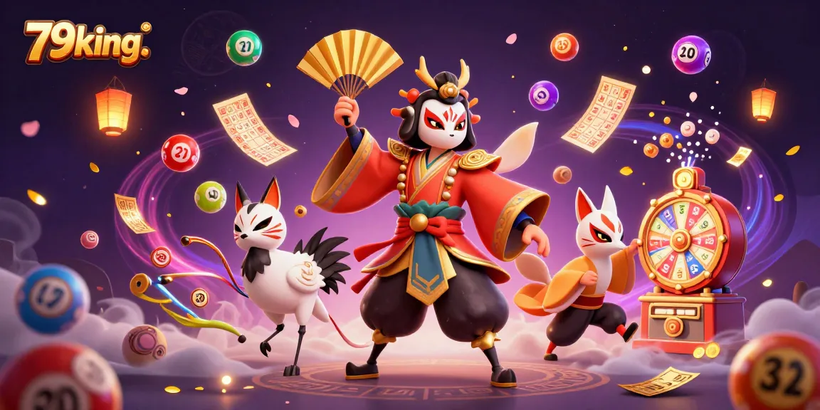 79king. experience vibrant lottery winnings with an energetic kabuki warrior scene