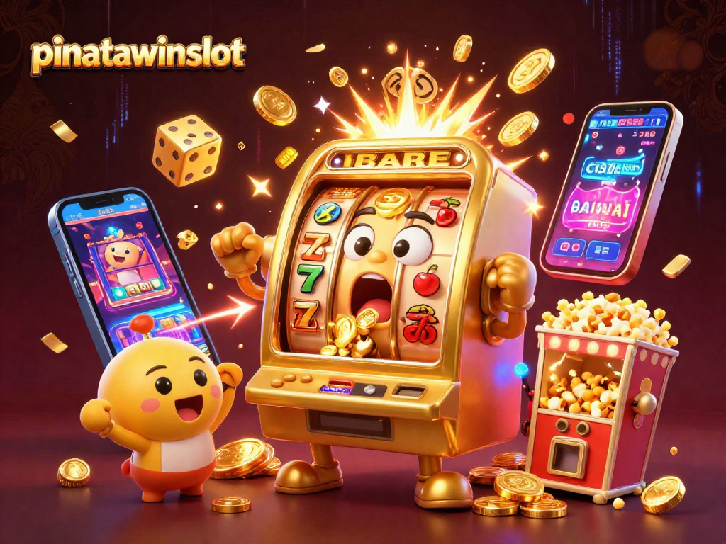 Experience the thrill of pinatawinsslot as golden coins erupt in a vibrant casino celebration.