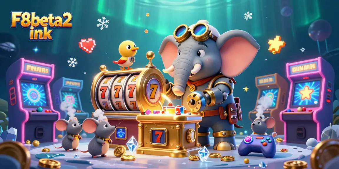 Catch the excitement of F8beta2 ink with a steampunk elephant at a vibrant slot machine.