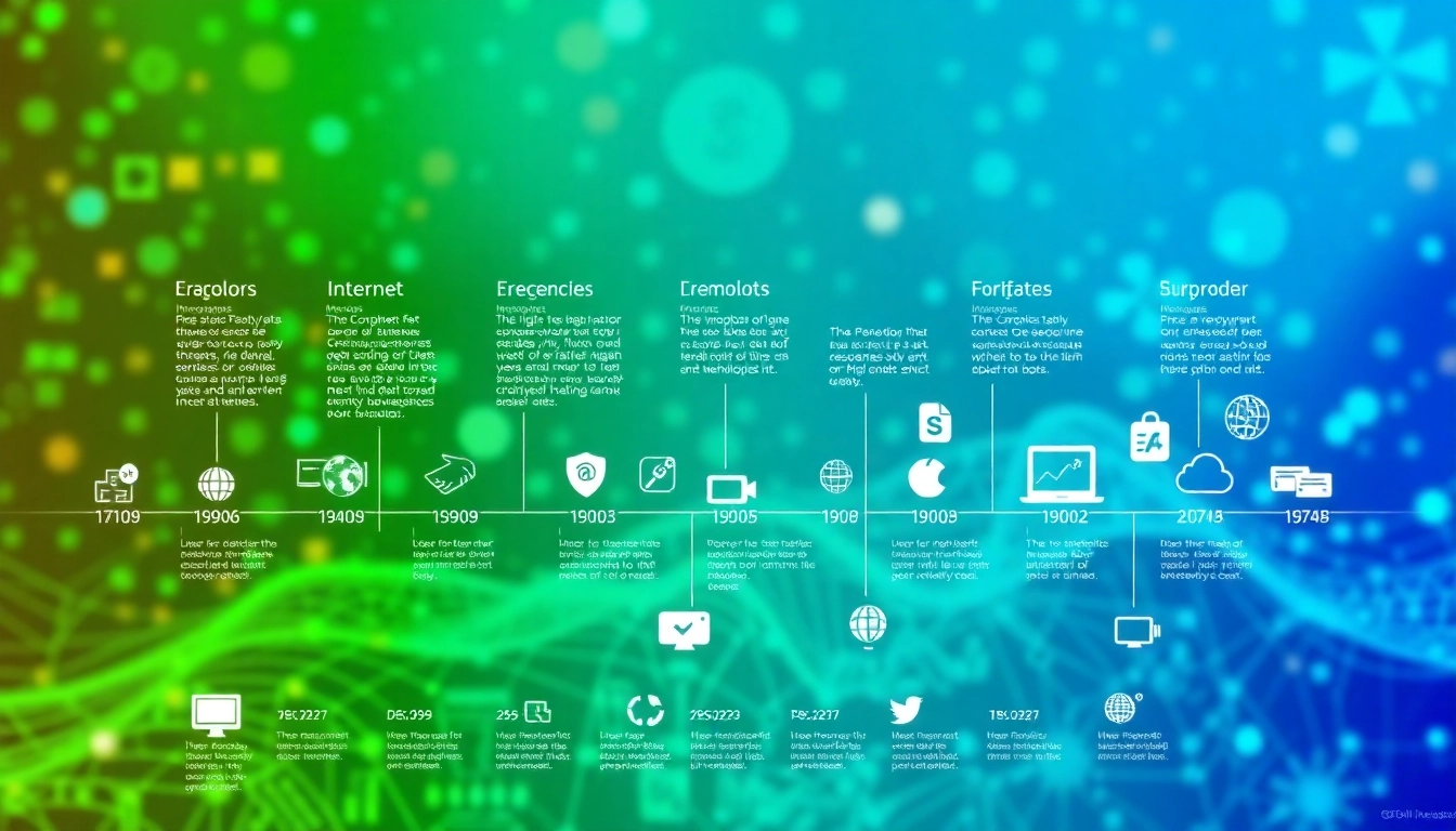 Visual representation of the key milestones in internet history with engaging graphics.