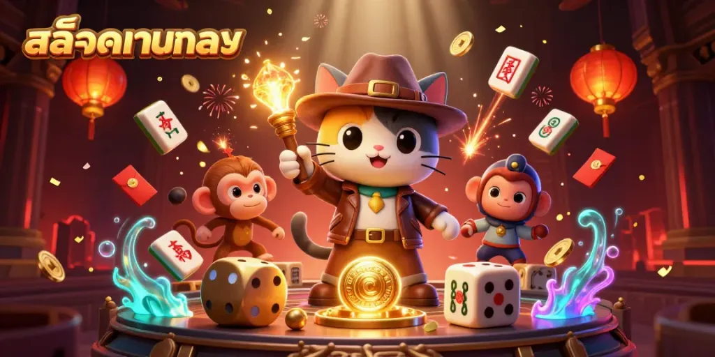Spin golden rewards in authentic สล็อตเว็บตรง games with this engaging 3D scene illustration.