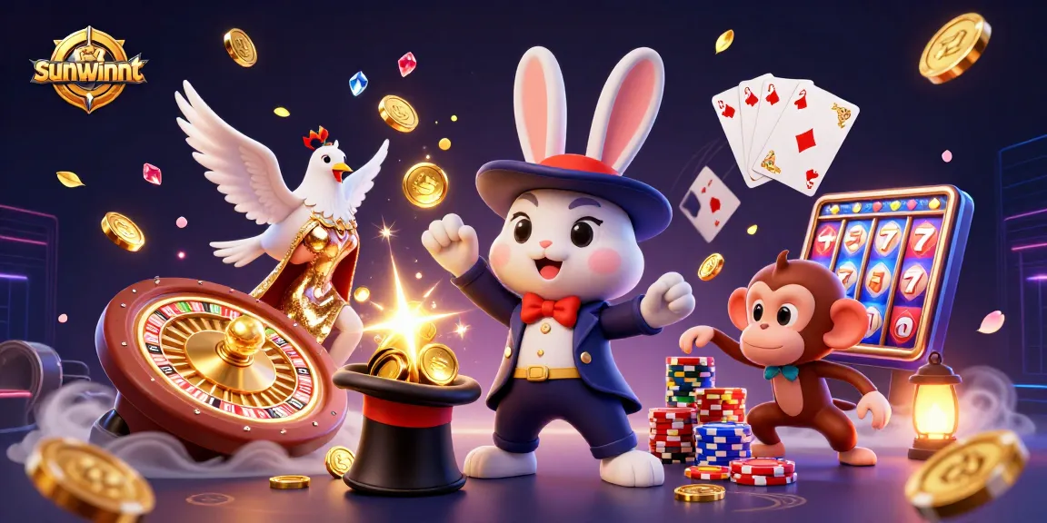 Engage in exciting spins at sunwinnt casino with a magician rabbit and colorful gaming elements.