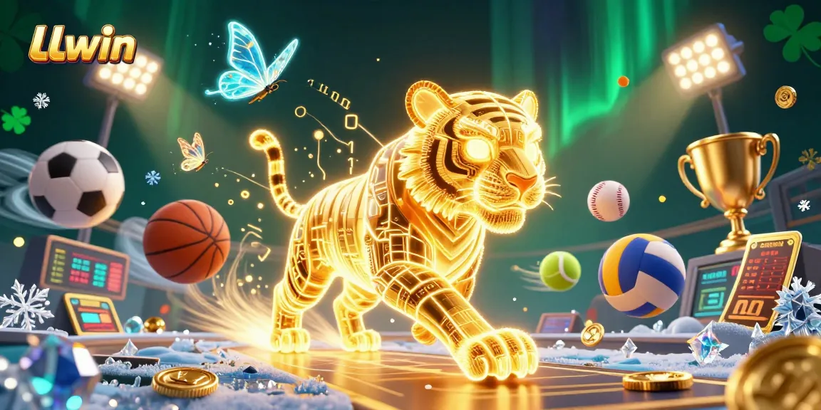 Experience gaming adventures with LLwin in a vibrant 3D digital casino landscape featuring a golden tiger.
