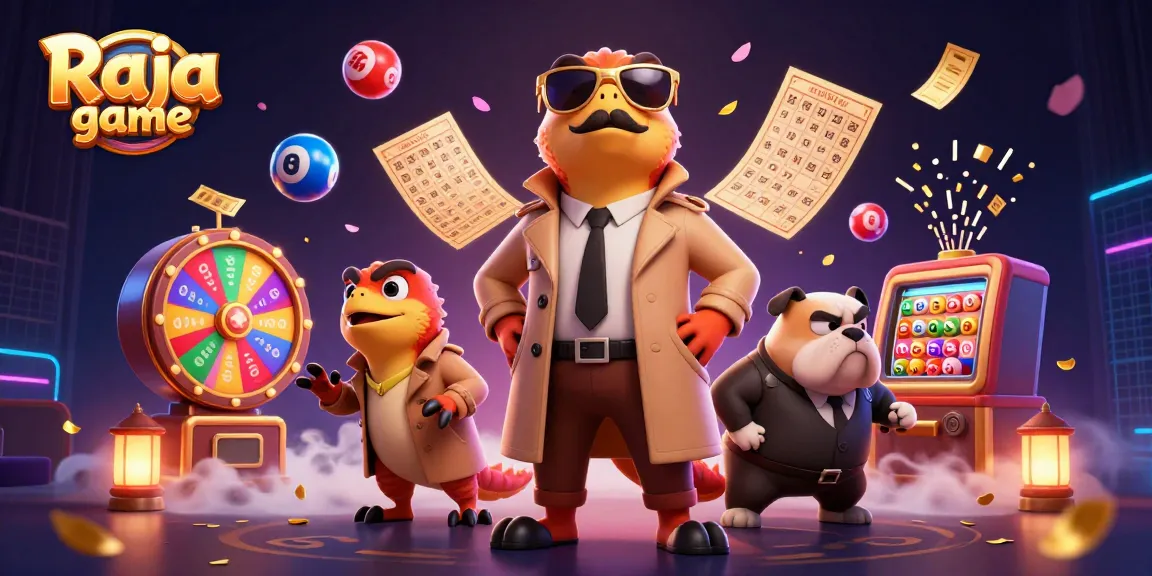 Experience the thrill of the Raja game as colorful lottery balls bounce around playful raptors in a vibrant casino